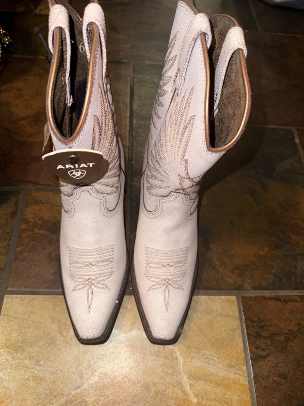 Goldie Pink Western Ankle Boots with Embroidered Detail - Picture 2 of 5